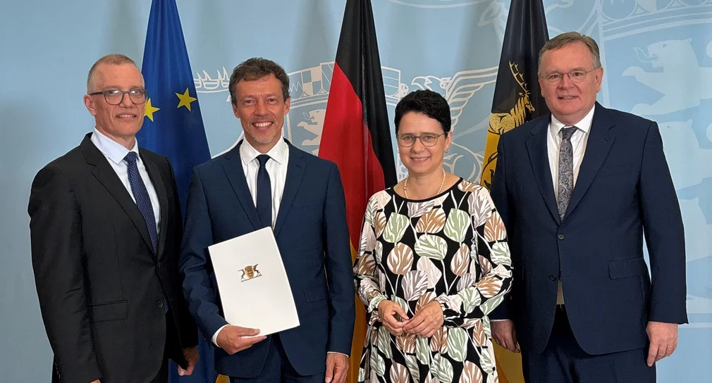 Generalstaatsanwalt Frank Rebmann, Leitender Oberstaatsanwalt der Staatsanwaltschaft Hechingen Dr. Alexander Hauser, Ministerin der Justiz und für Migration Marion Gentges MdL, Amtschef des Ministeriums der Justiz und für Migration Elmar Steinbacher.